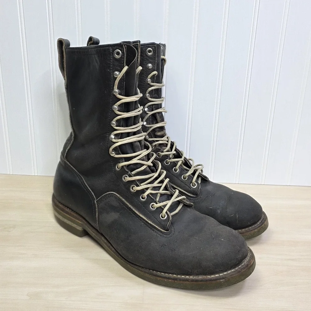 Red Wing‎ 919 Lineman Boots Green Sole Vintage Rare🇺🇸 USA Distressed Size 13 C